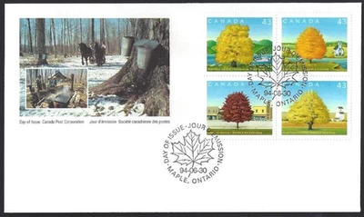🍁Canada  #1524 abef  "MAPLE TREES"  Brand New 1994 First Day Cover - Image 1 of 2