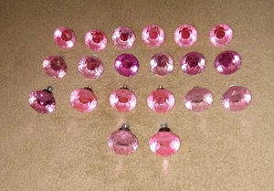 20 Pink Diamond Shaped Crystal Glass Dresser Drawer Cabinet Knobs Pulls Hardware - Picture 1 of 3