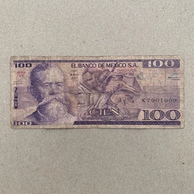 Billete mexicano de 100 pesos 1982. Moneda colorida Revolución México. Foto 1 de 3