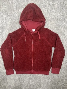 Z by Zella Giacca con cappuccio e zip intera foderata morbida Teddy Sherpa, Borgogna, Med - Foto 1 di 6