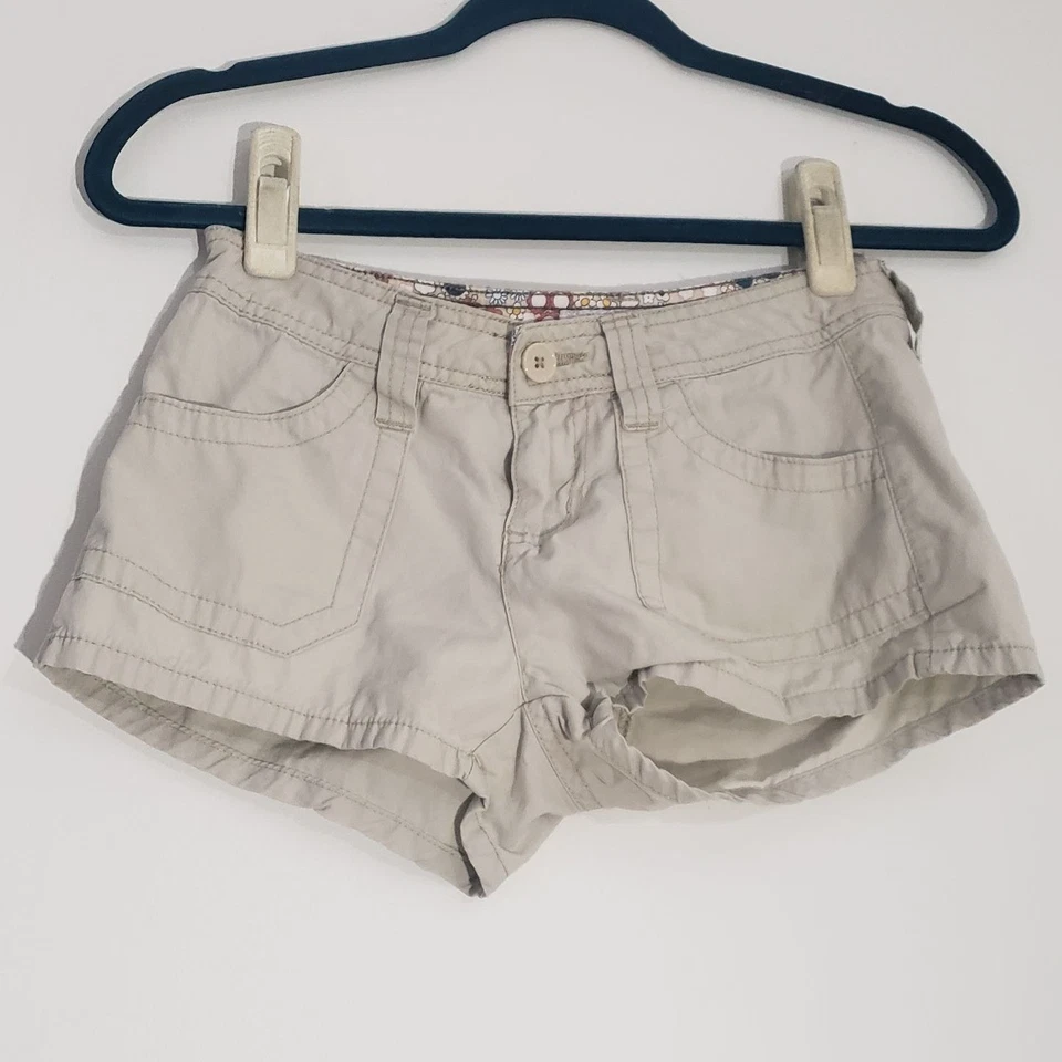 Y2K LEI Junior Mico Mini Caqui Botín Pantalones Cortos Talla 0 Preppy Ropa de Calle Verano Foto 1 de 4