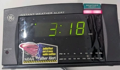 GE Weather Instant Warning Alert Digital AM/FM Clock Radio 7-4845a - Tested - Image 1 of 4
