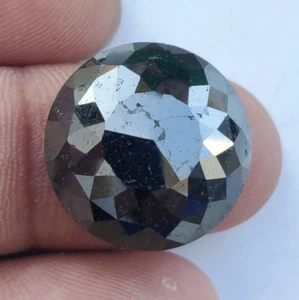 31.19 Ct Natural Loose Black Color Round Rose Cut Beautiful Engagement Diamond - Picture 1 of 24