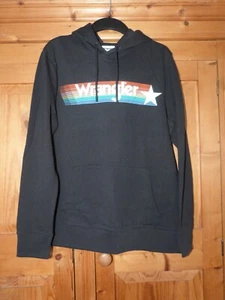 Mens Black WRANGLER Hooded Sweatshirt Size Medium TOPMAN - Picture 1 of 9