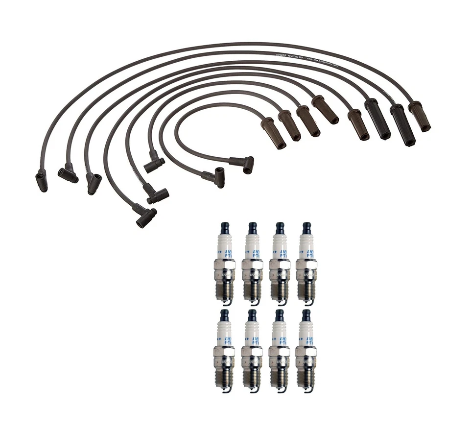 Denso Wire Set 8mm & 8 Double Platinum Spark Plug.05 Kit For Cadillac 4.5 4.9 V8 - Image 1 of 1