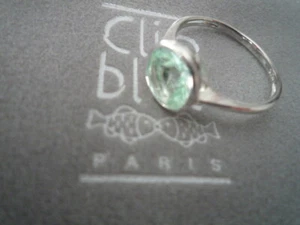 STUNNING 925 SILVER "CLIO BLUE" RING / WATER GREEN QUARTZ / NEW/T56/CLAW POUCH - Picture 1 of 4