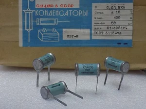 5x KBG-I ( 0,03uF 10%, 400V ) Keramik PIO Kondensatoren КБГ-И NOS Made in USSR - Bild 1 von 5