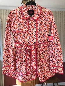 NWT Juicy Couture Begonia Marina Floral Trench Coat Pink Orange Girls Sz 14 NEW - Picture 1 of 12