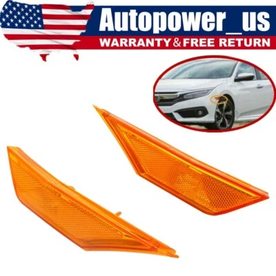 Par reflector de luz de señalización lateral conductor y pasajero para Honda Civic 2016-2018 Foto 1 de 4