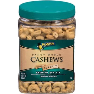 Whole Sea Salt Cashews 34 oz Jar,FAST SHIPPING - Picture 1 of 4