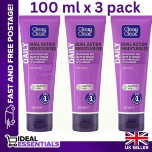 Clean and Clear Dual Action Moisturiser Daily-Oil free formula-(100 ml x 3 pack) - Picture 1 of 5