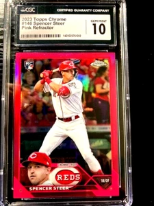 2023 TOPPS CHROME PINK REFRACTOR SPENCER STEER CGC GRADED 10 - Picture 1 of 4