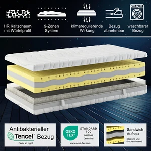 9 Zonen Kaltschaum Matratze Terra Med Premium Druckentlastendes Würfelprofil - Bild 1 von 14