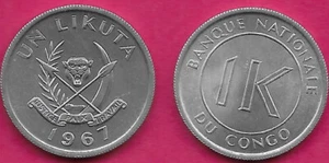 CONGO DEMOCRATIC REP 1 LIKUTA (0.01 ZRN)1967 UNC 1 YEAR TYPE,COAT OF ARMS OF THE - Picture 1 of 1
