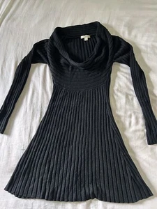 Twenty One Knit Dress Sz M Long Sleeve Rib Knit Dress Cowl Neck Body Con & Sexy! - Picture 1 of 11