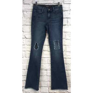 Wildleder Eva mittelgroßer Stiefel geschnitten dunkel gewaschen zerstörte Jeans Größe 25 Innennaht 32 neu mit Etikett - Bild 1 von 8