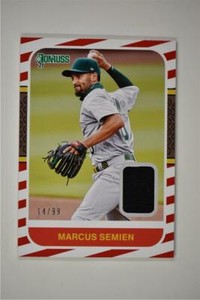 2021 Donruss Retro Relic 1987 Materials Red #87-MS Marcus Semien - A's /99