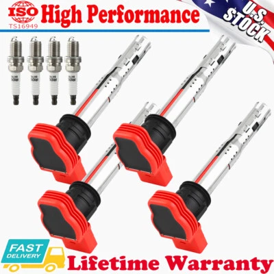 4x Bobina de encendido y bujía para Audi TT A3 A4 A5 Quattro Q5 2.0L l4 2.0T UF529 Foto 1 de 4