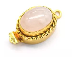 2 Pcs Rose Quartz Gemstone Box Clasp 1 Strand 18k Gold Plated - Picture 1 of 3