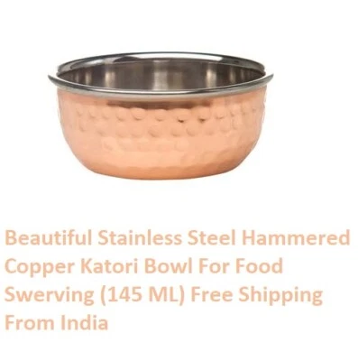 Beautiful Stainless Steel Hammered Copper Katori Bowl For Food Serving (145 ML) - Image 1 of 2
