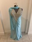 Tony Bowls Evening Dress With Shawl In Turquoise