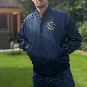 Auburn Sports Coat Mens Size Medium Navy Windbreaker Festival Rain Jacket / Coat - Picture 1 of 6