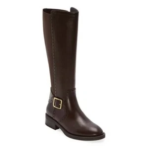 St. John's Bay Toysen Riding Boots Womens 5.5 Brown Wide Calf Faux Leather NEW - Picture 1 of 11
