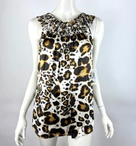 Etcetera Silk Tank Top Women 8 NWT Sleeveless Round Neck Animal Print Tunic - Picture 1 of 15