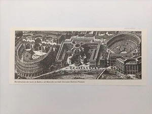 Clipping Illustrazione Roma G.B. Piranesi Ricostruzione Teatri Balbo e Marcello - Imagen 1 de 1