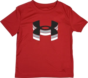 Camisa Atlética Under Armour Niños Roja Negra Manga Corta Poliéster Logo UA Talla 4 - Imagen 1 de 2