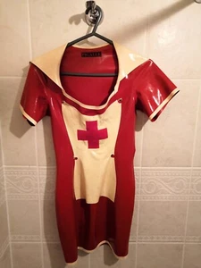 Red Pigalle Nurse Latex Dress - (Repaired, Poorly) - Picture 1 of 5
