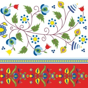 Two Individual Luncheon Decoupage Paper Napkins Folklore Flowers Floral Art - Picture 1 of 8