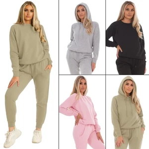 Damen Trainingsanzug Set Rundhals Sweatshirt Freizeit Jogginghose Anzug S-2XL - Picture 1 of 47