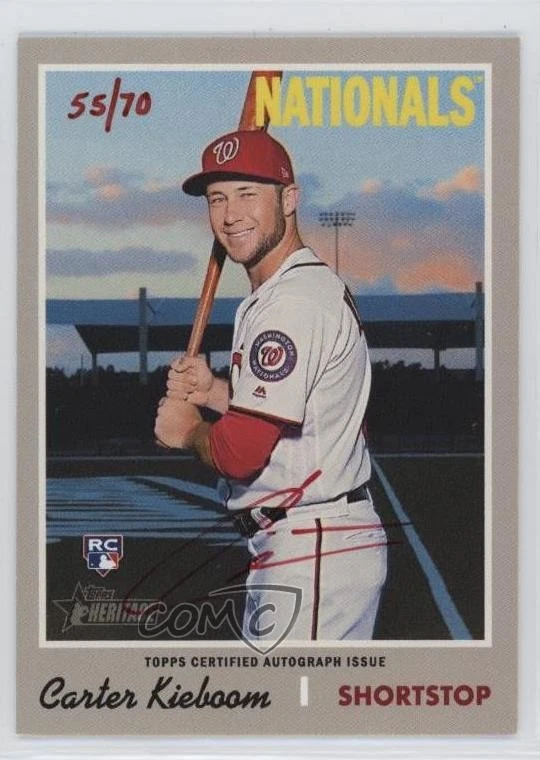 2019 Heritage High Number Real One Red Ink /70 Carter Kieboom Rookie Auto RC - Image 1 of 2