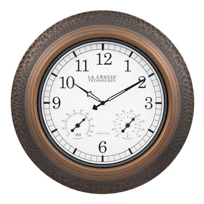 433-3256A-INT 21-inch Bronze Indoor/Outdoor Atomic Analog Wall Clock - Image 1 of 4
