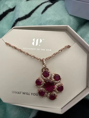 Bomb Party July 2025 Necklace NK48929 Ruby Bliss Ruby On Rose Gold Plating - Image 1 of 2