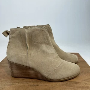 Stivaletti donna Toms Clare beige scamosciati casual comodi chelsea zeppa taglia 11 M ottime condizioni - Foto 1 di 8