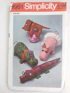 Original 1970's Vintage Simplicity Toys Hippos ( cut) Dog Sewing Pattern - Picture 1 of 2