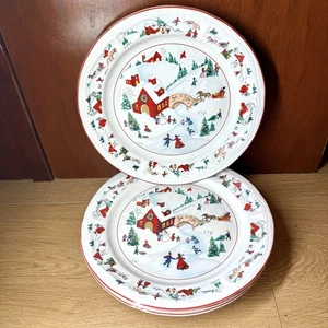 Farberware 1995 #391 WEISS WEIHNACHTEN 10 5/8" Essteller - 4er Set - Bild 1 von 6