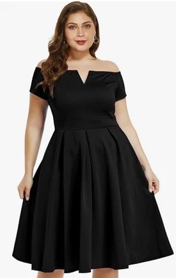 LALAGEN Women's Plus Size Vintage 1950s Party Cocktail Wedding Swing Midi Dress - Image 1 of 4