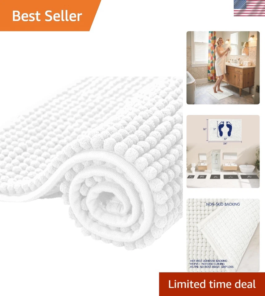 SUBRTEX Bathroom Rugs Chenille Bath Rug Soft Short Plush Bath Mat Soft Shower...