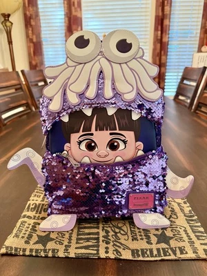 Loungefly Monsters, Inc Sequin Costume BOO Mini Backpack - Image 1 of 4