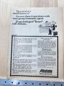 Anuncio impreso vintage Allstate Insurance You’re In Good Hand Northbrook Illinois 1976 - Imagen 1 de 3