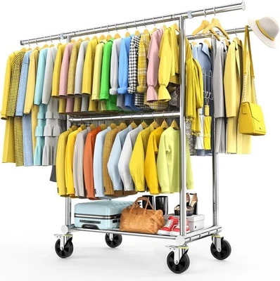 Estante de ropa 100 % acero inoxidable de alta resistencia carga 960 lb, tres varillas ropa ra Foto 1 de 4