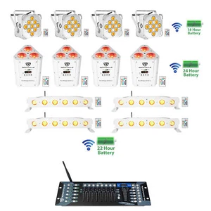 (4) Rockville BEST PAR+STRIP+WEDGE White Wireless DMX Battery Lights+Controller - Picture 1 of 12