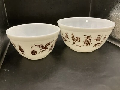 VTG Early PYREX OVEN WARE #401 & #402 1.5 Pt. & 1.5 Qt. Mixing Bowls.     18p - Image 1 of 4
