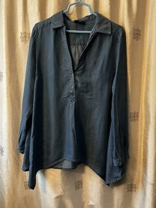 Nwt Style & Co Womens Half Button Denim Chambray blouse long sleeve Size Large - Picture 1 of 4