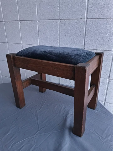Antique Arts Crafts Stickley era Footstool 14x16x11" drop in seat Oak Cover