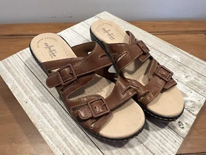 NEW Clarks Delana Liri 2 Strap Adjustable Platform Wedge Slide Sandal Tan 7.5 - Picture 1 of 7