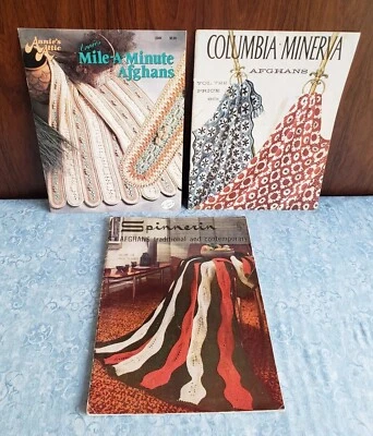 LOT 3 CROCHET Afghans Mile-A-Minute #234k~Columbia Minerva #722~Spinnerin #148 - Image 1 of 4